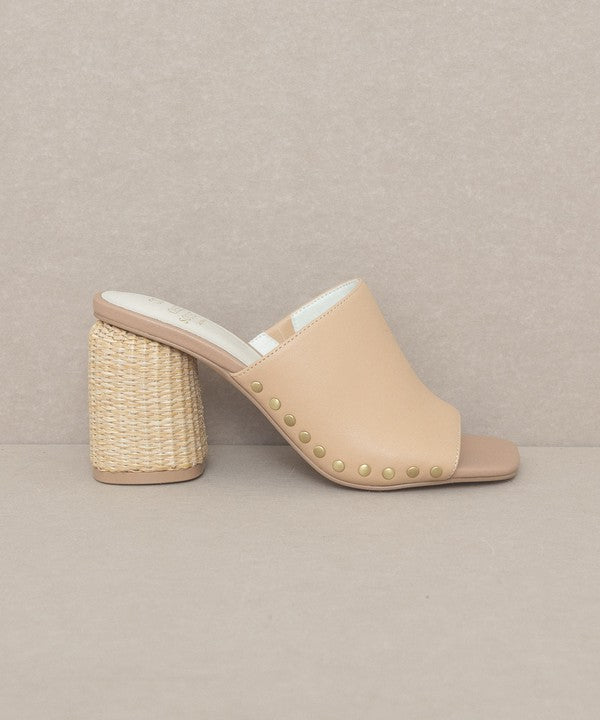 Serena- Studded Raffia Slide Heel