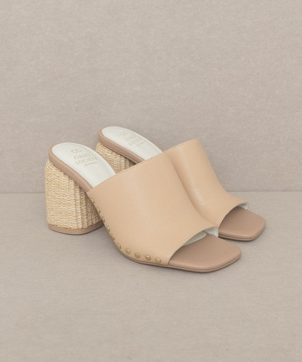 Serena- Studded Raffia Slide Heel