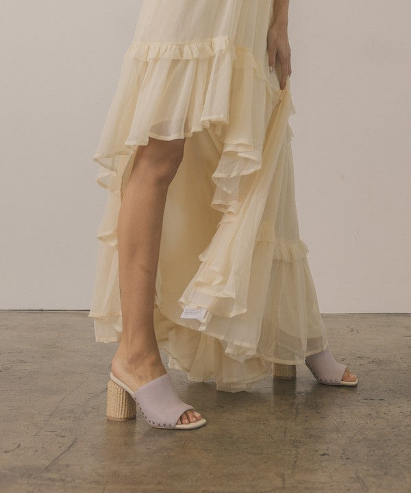 Serena- Studded Raffia Slide Heel