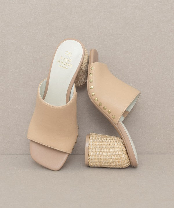 Serena- Studded Raffia Slide Heel