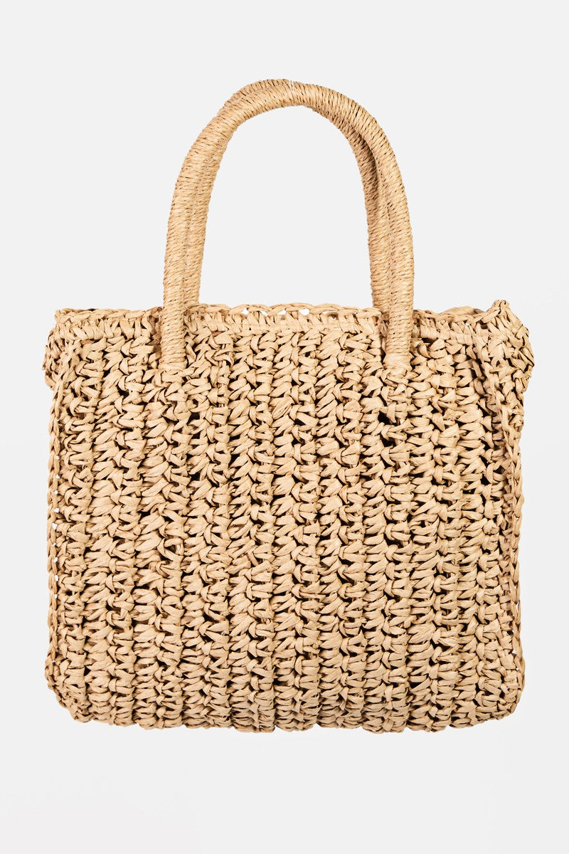 Raffia Braided Square Handbag