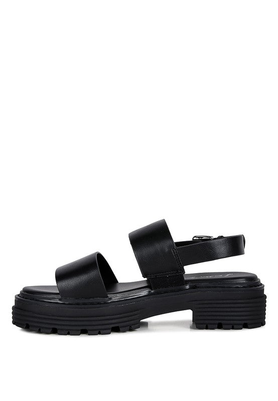 Dual Strap Platforms Sandals With Buckle