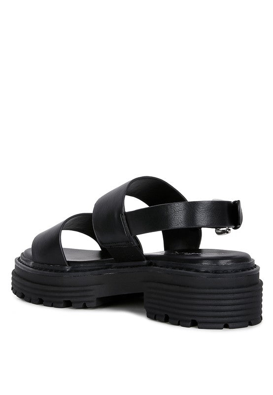 Dual Strap Platforms Sandals With Buckle
