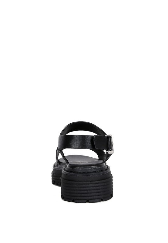 Dual Strap Platforms Sandals With Buckle