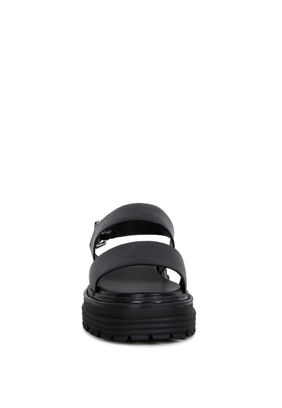 Dual Strap Platforms Sandals With Buckle
