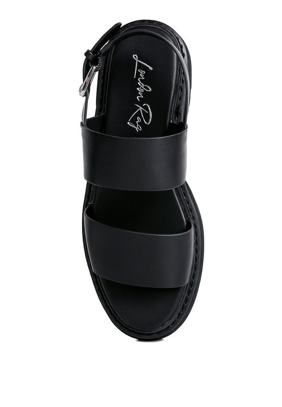 Dual Strap Platforms Sandals With Buckle
