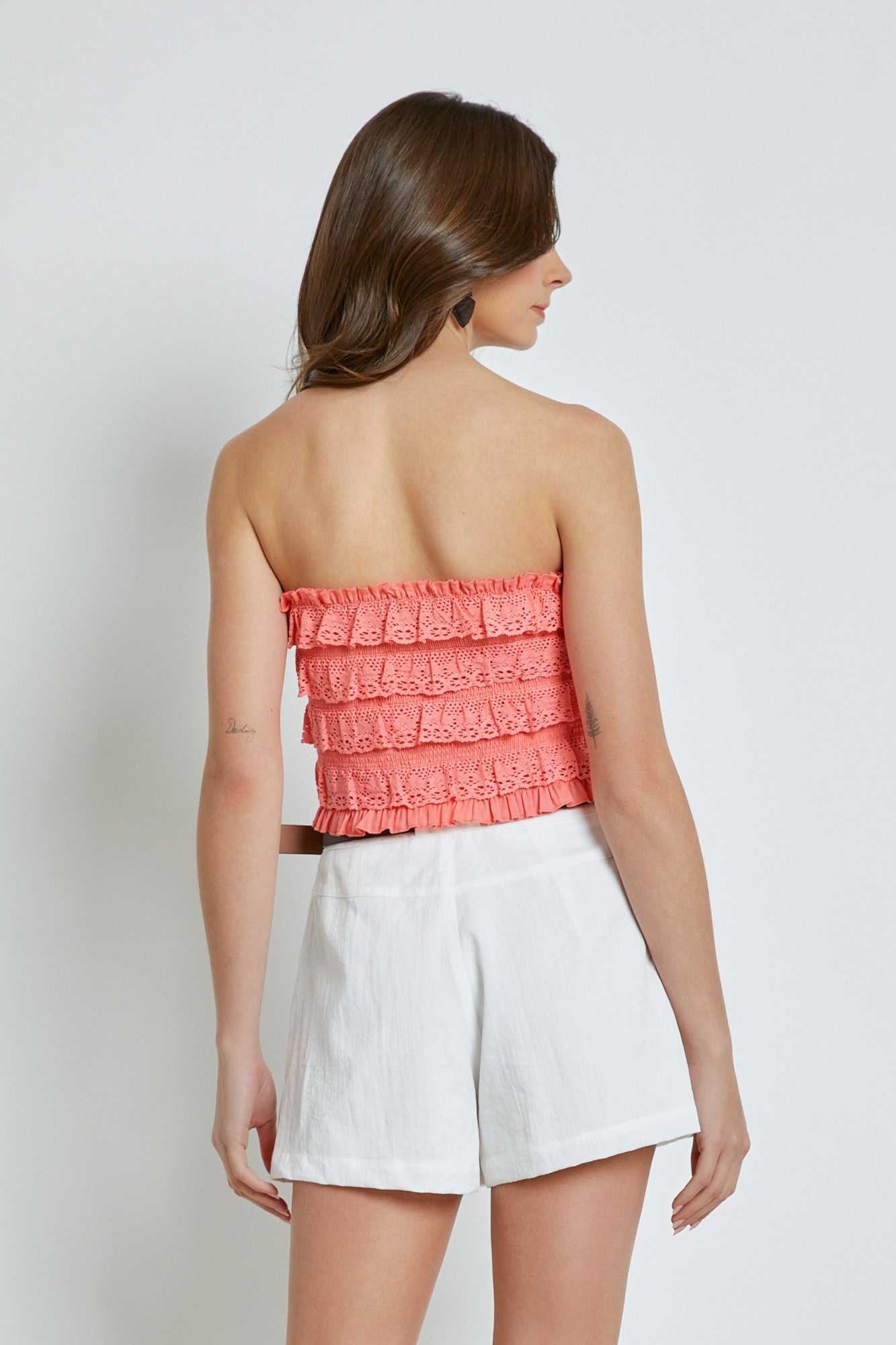 Coral Lace Detail Tube Top