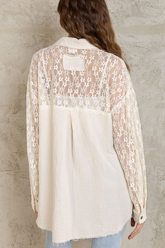 Flower Lace Button Down Top