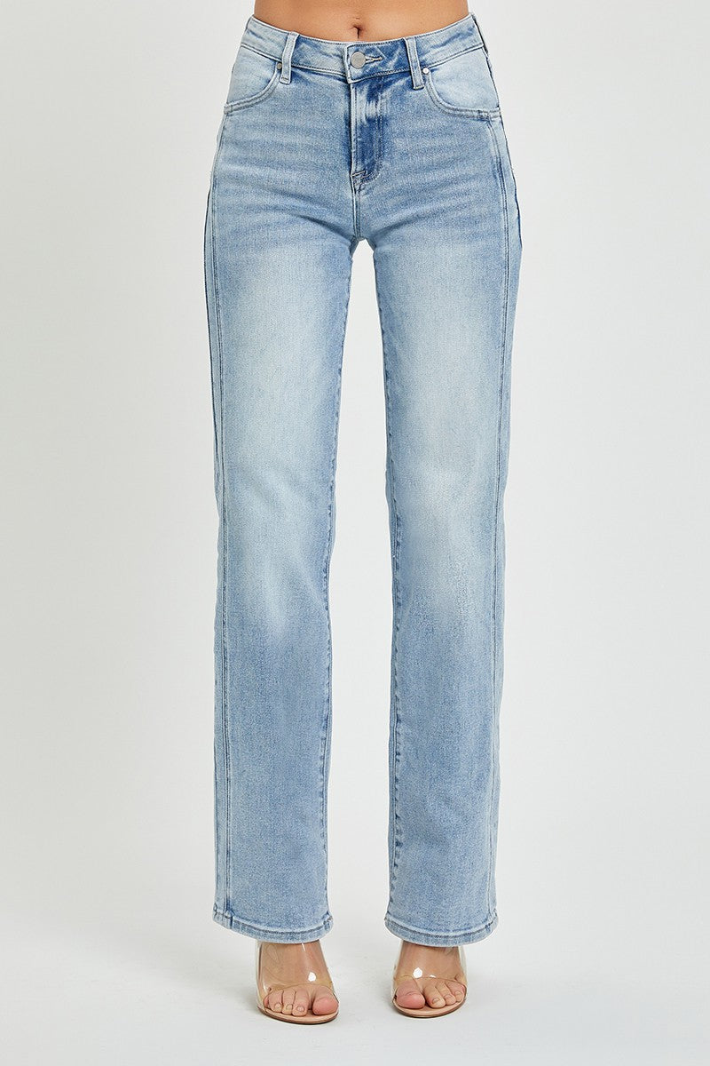 Mid Rise Straight Light Denim