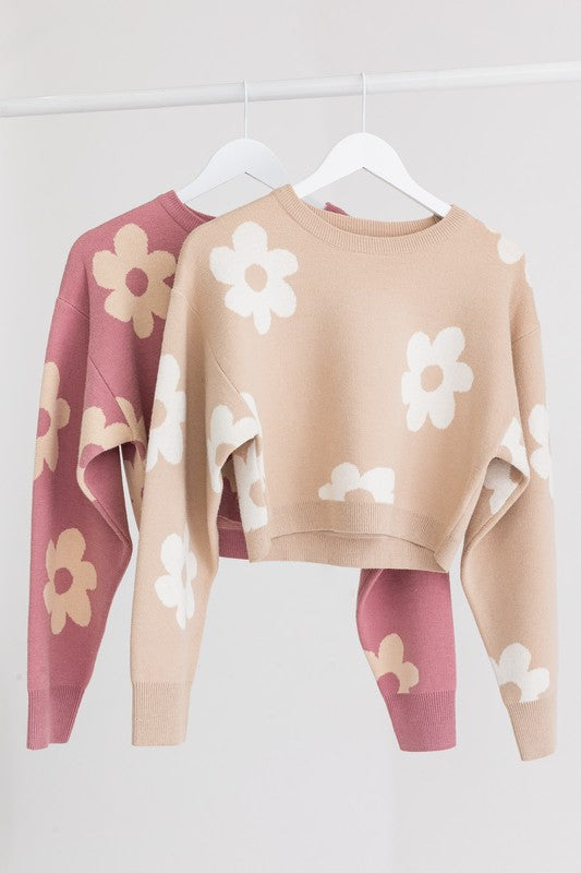 Crop Sweater Daisy Pattern (Shipping Only)