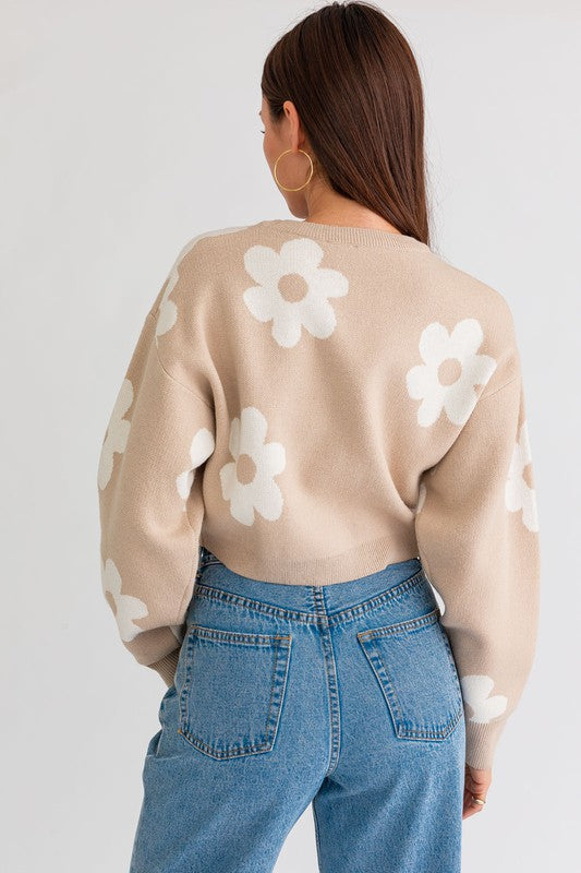Crop Sweater Daisy Pattern (Shipping Only)