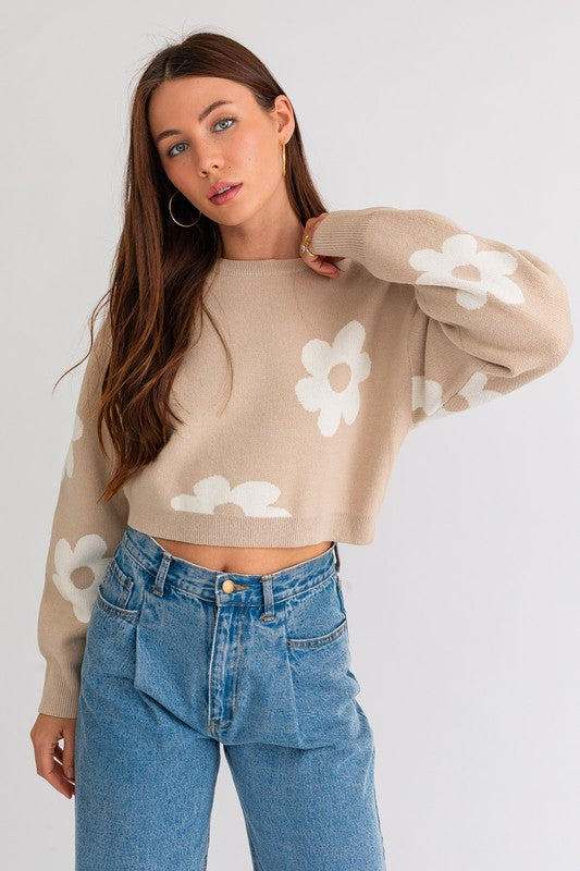 Crop Sweater Daisy Pattern (Shipping Only)