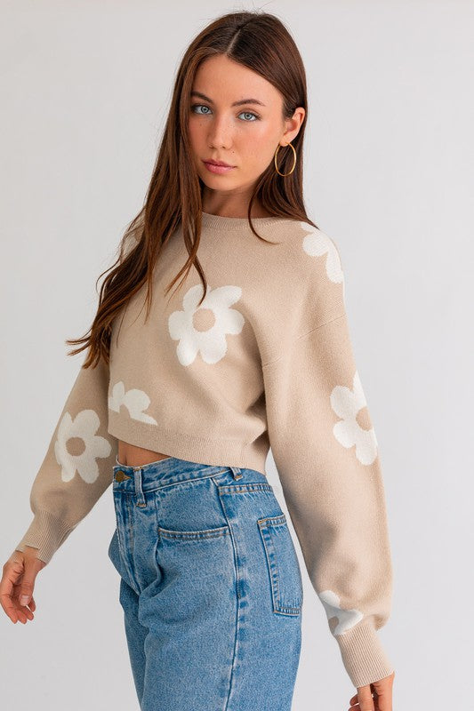Crop Sweater Daisy Pattern (Shipping Only)