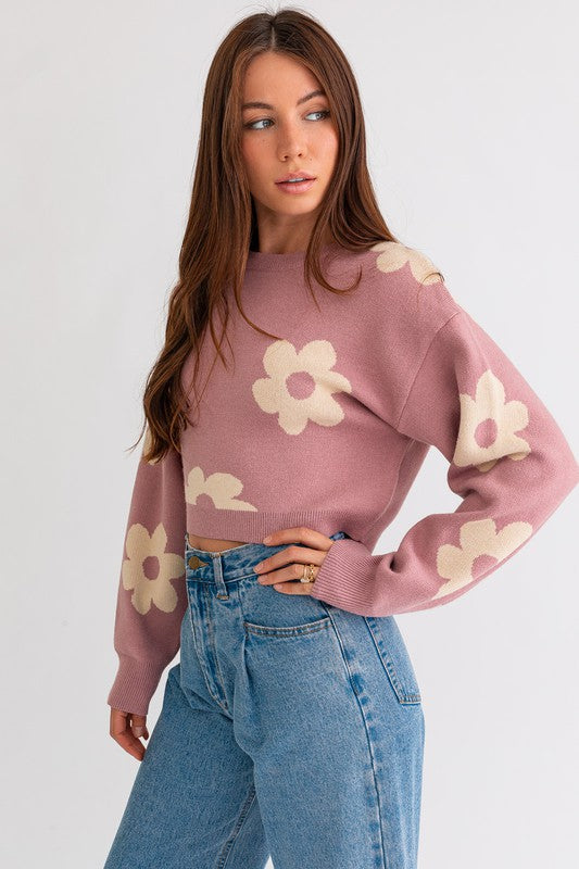 Crop Sweater Daisy Pattern (Shipping Only)