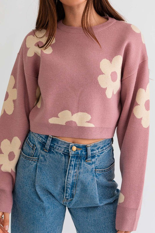 Crop Sweater Daisy Pattern (Shipping Only)