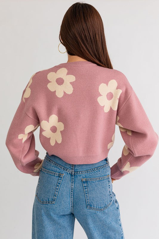 Crop Sweater Daisy Pattern (Shipping Only)