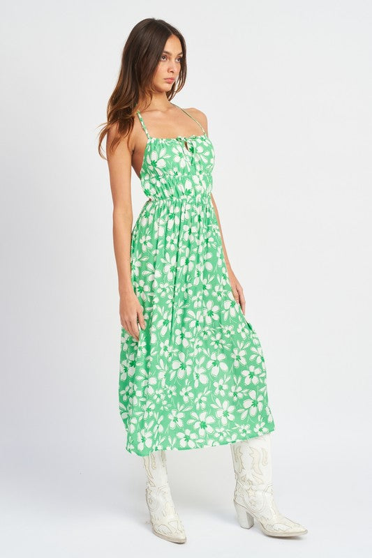 Open Back Floral Maxi Dress (Shipping Only)