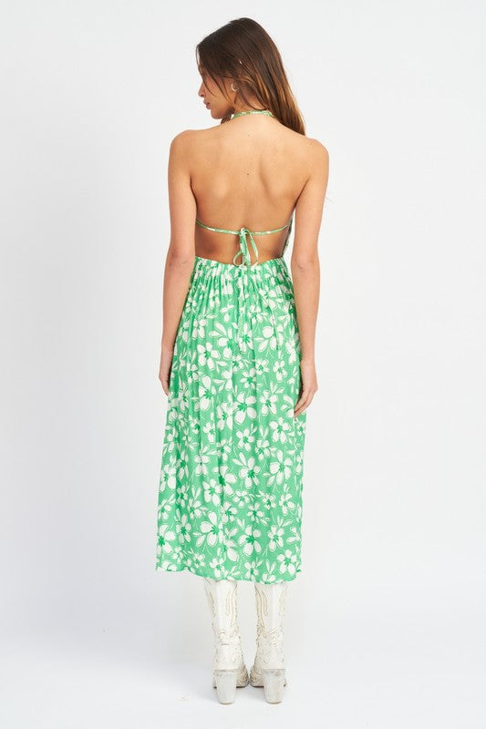 Open Back Floral Maxi Dress (Shipping Only)