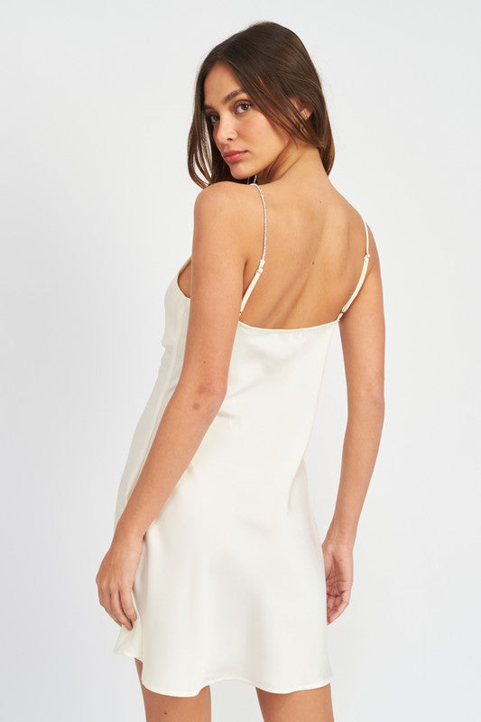 Rhinestone Strap Mini Slip Dress (Shipping Only)
