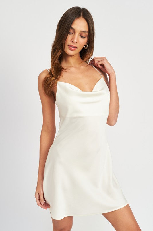 Rhinestone Strap Mini Slip Dress (Shipping Only)