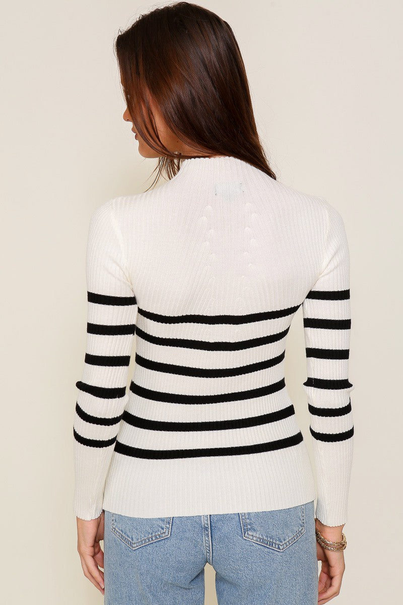 Striped Mock Neck Top