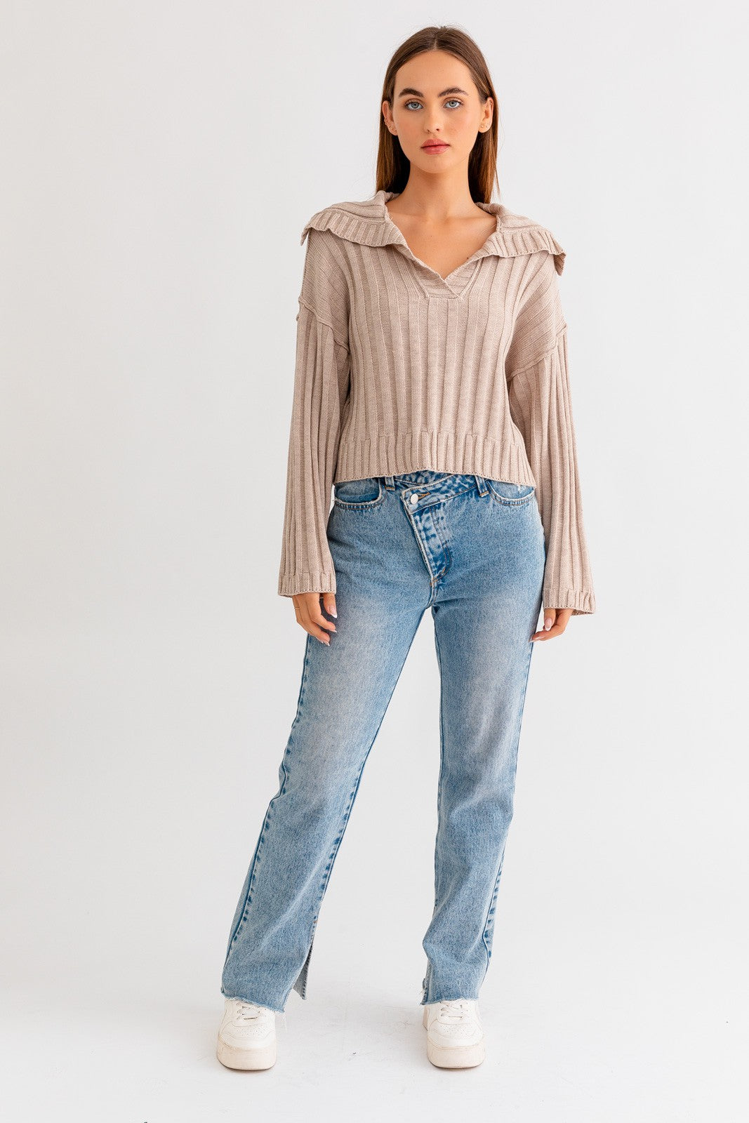 Collared Taupe Sweater