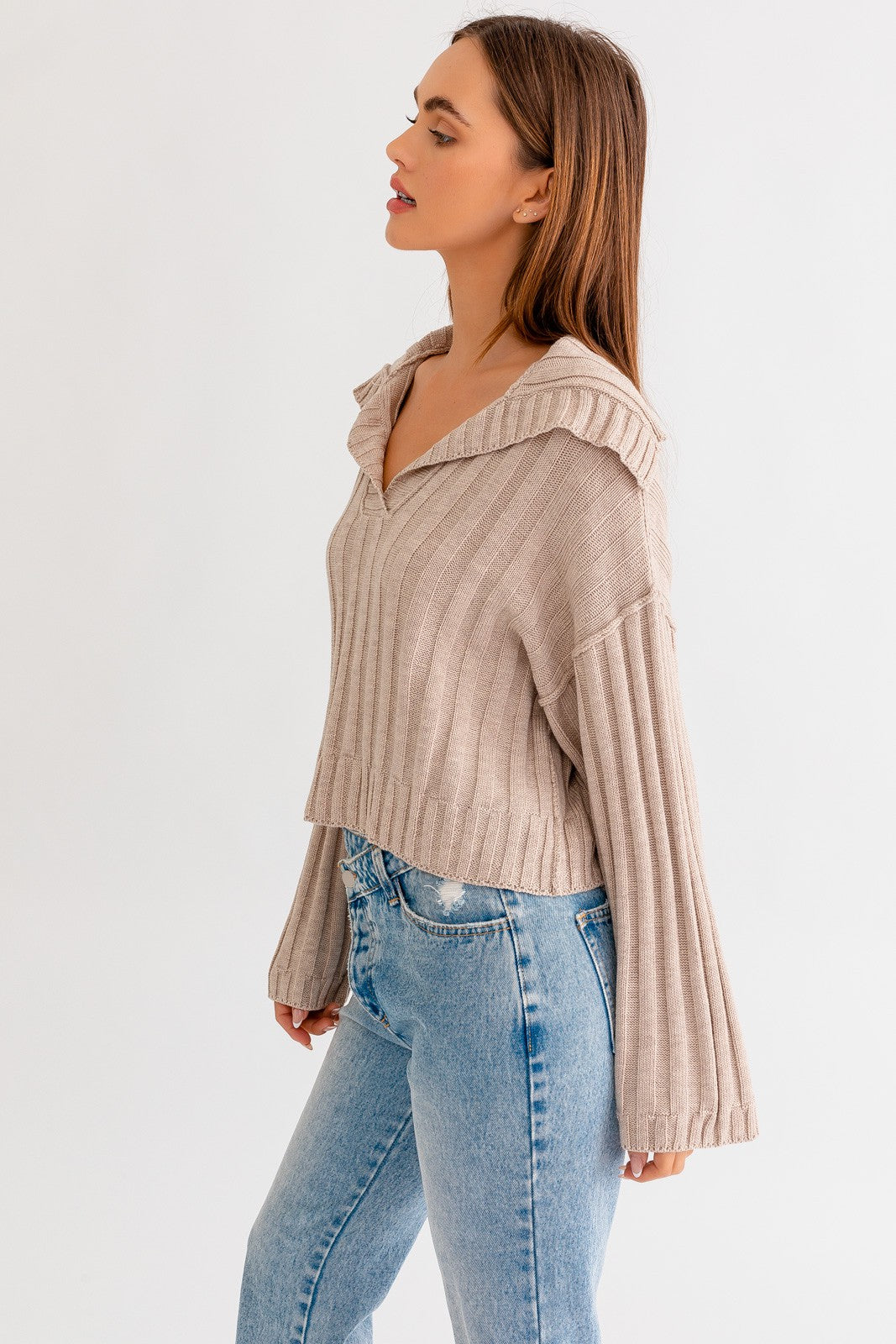 Collared Taupe Sweater