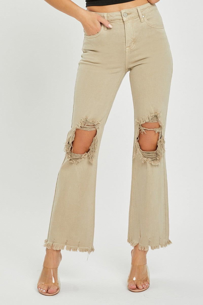 Khaki Distressed Vintage Denim