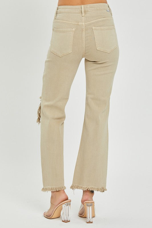 Khaki Distressed Vintage Denim