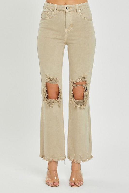 Khaki Distressed Vintage Denim
