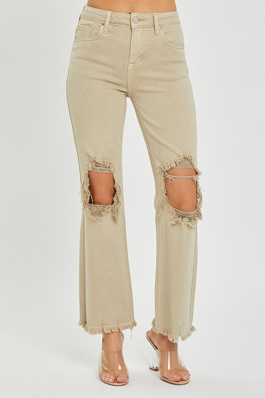 Khaki Distressed Vintage Denim
