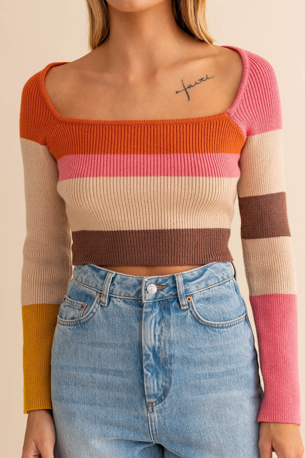 Colorblock Stripe Knit Top