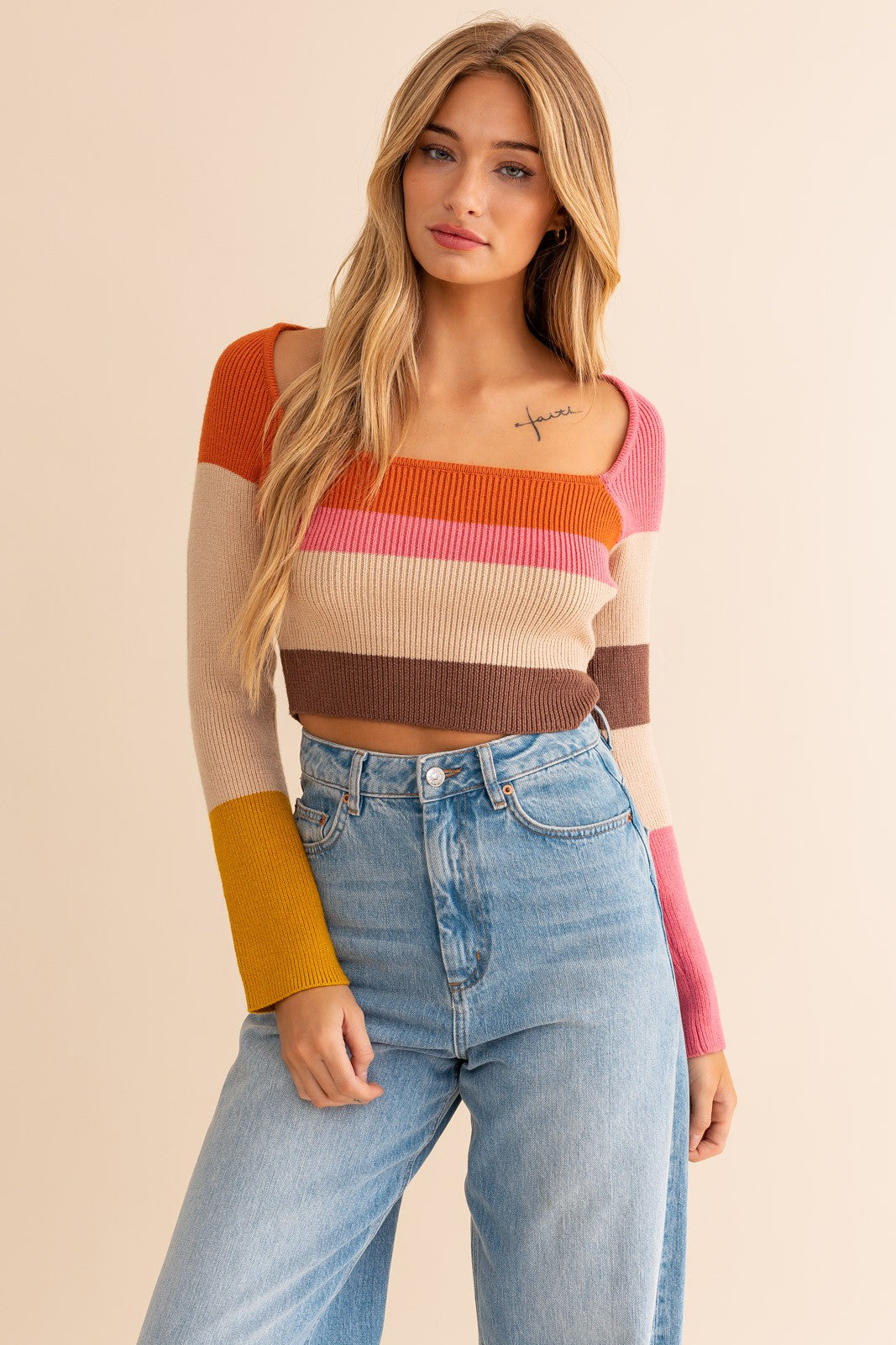 Colorblock Stripe Knit Top