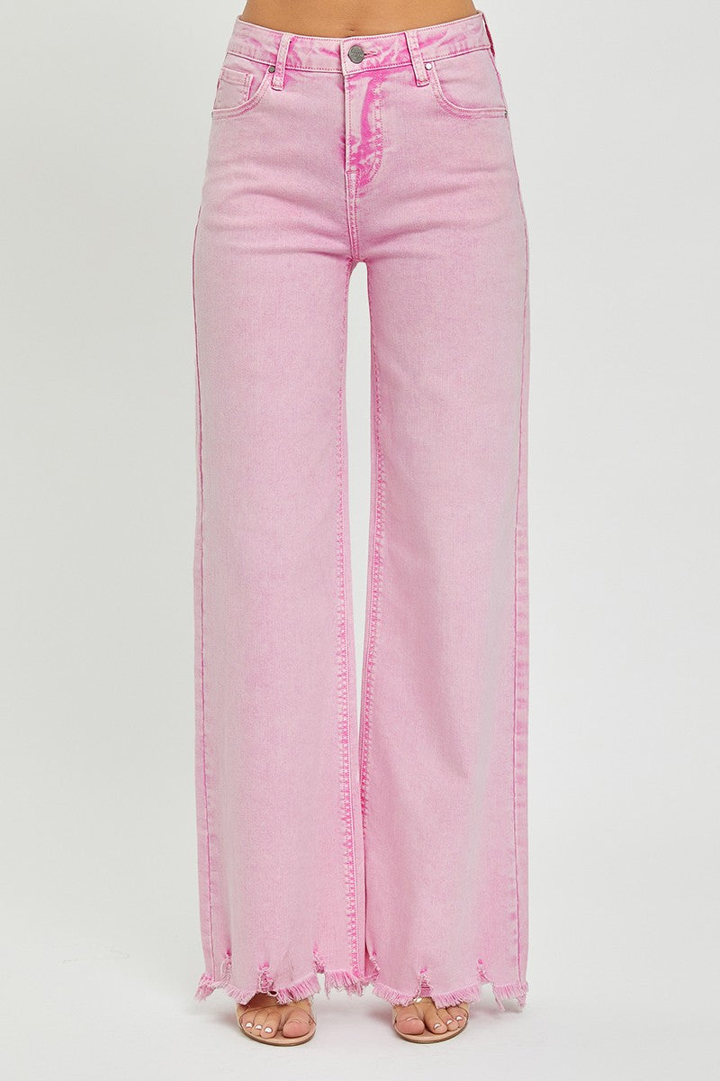 Pink Wide Leg Tummy Control Denim