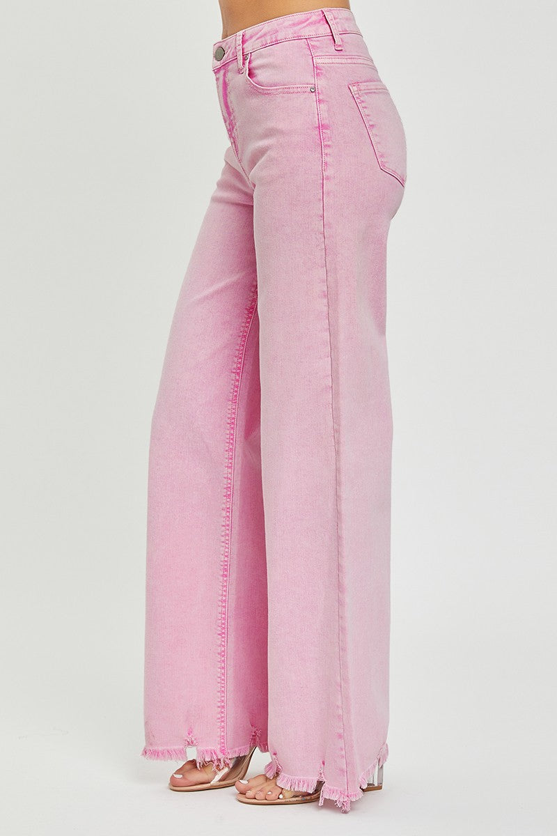 Pink Wide Leg Tummy Control Denim
