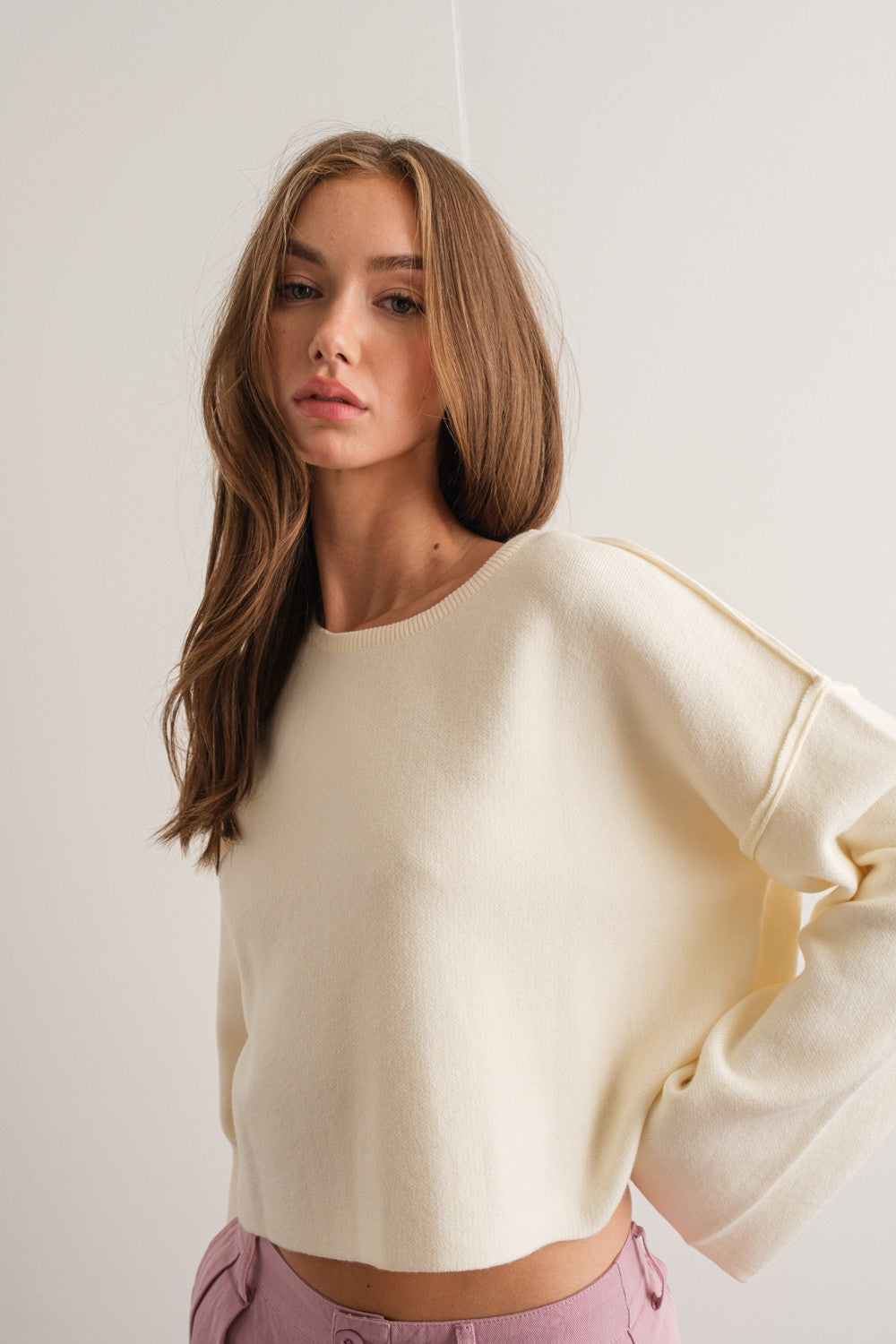Lightweight Seams Ivory Sweater