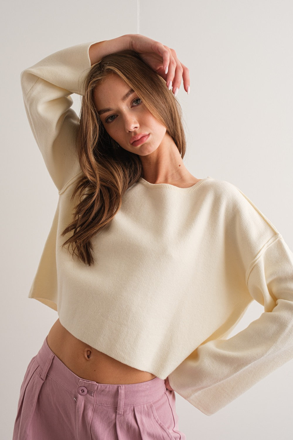 Lightweight Seams Ivory Sweater