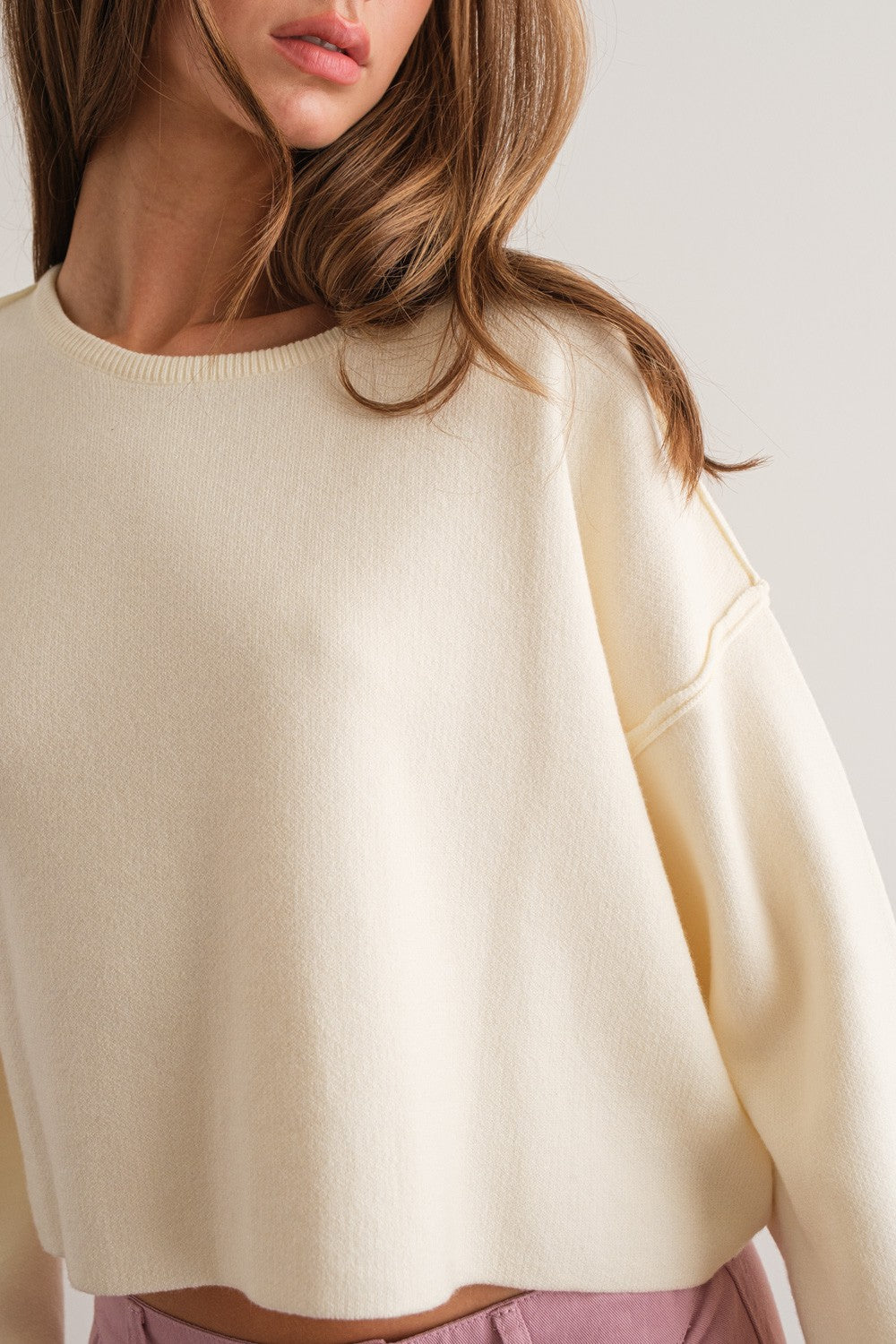 Lightweight Seams Ivory Sweater