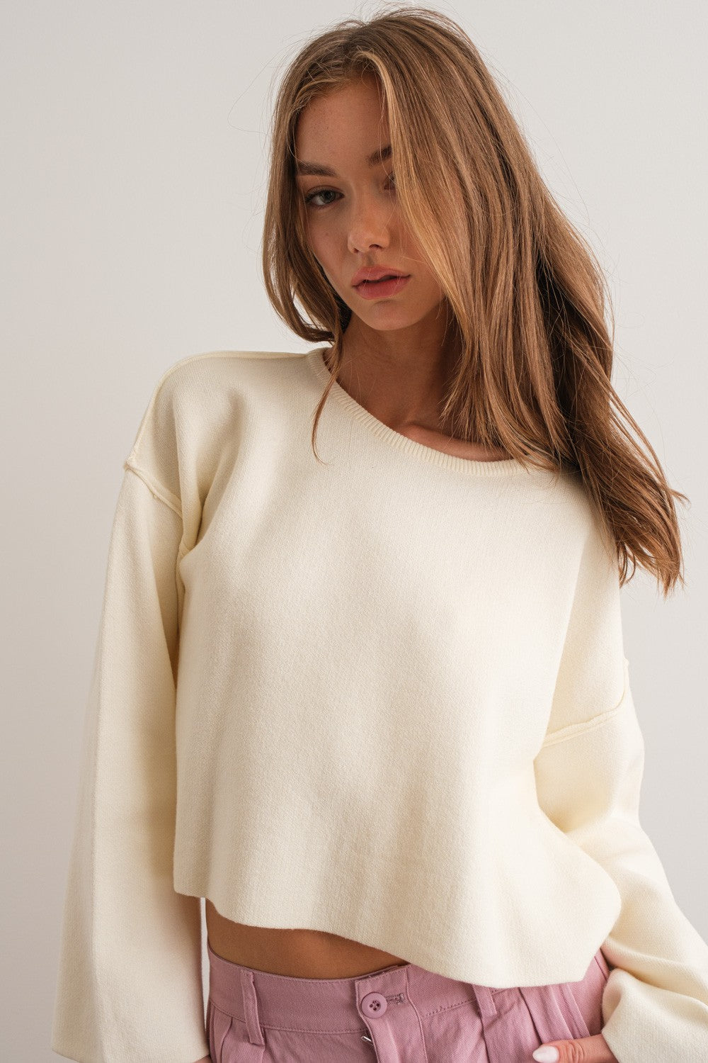 Lightweight Seams Ivory Sweater