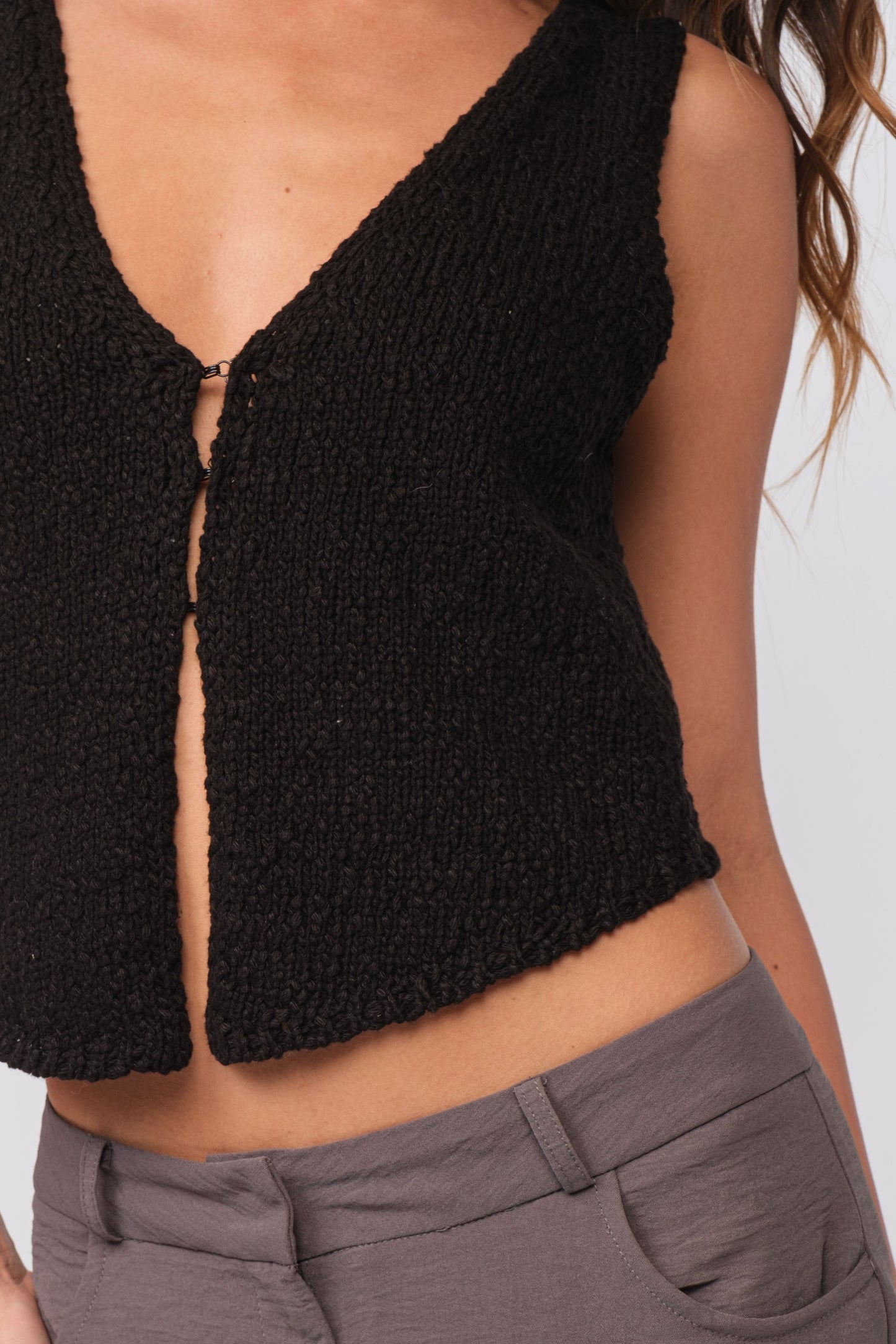 Black Open Hook Vest
