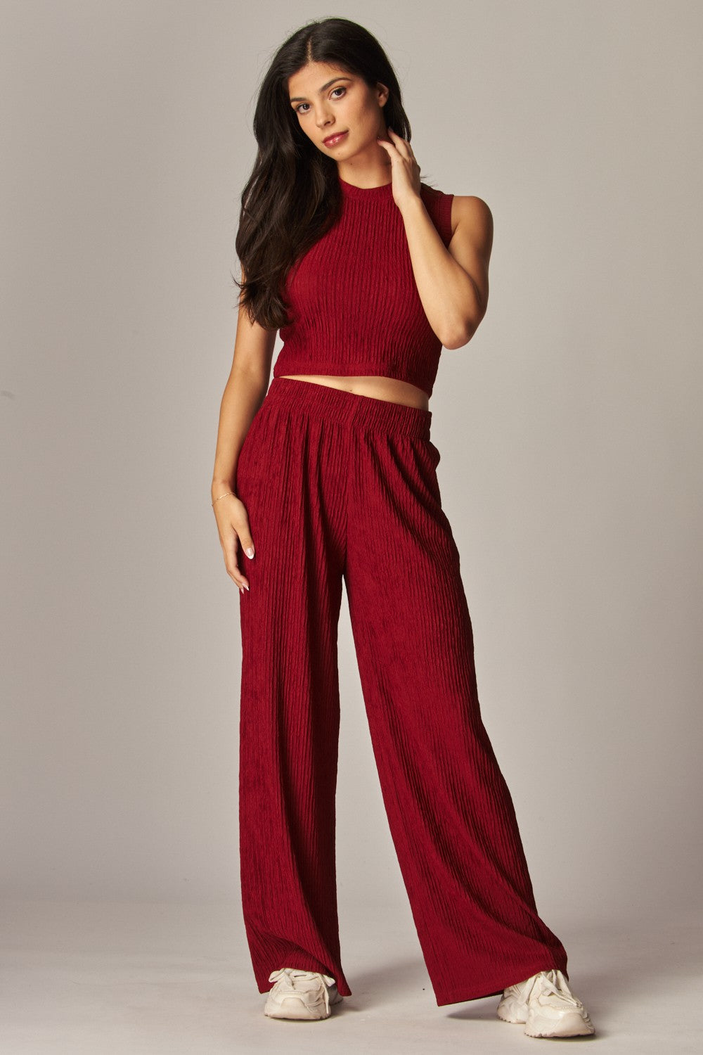 Crinkled Plisse Top & Pant Set