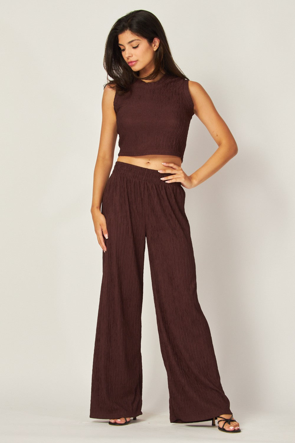 Crinkled Plisse Top & Pant Set