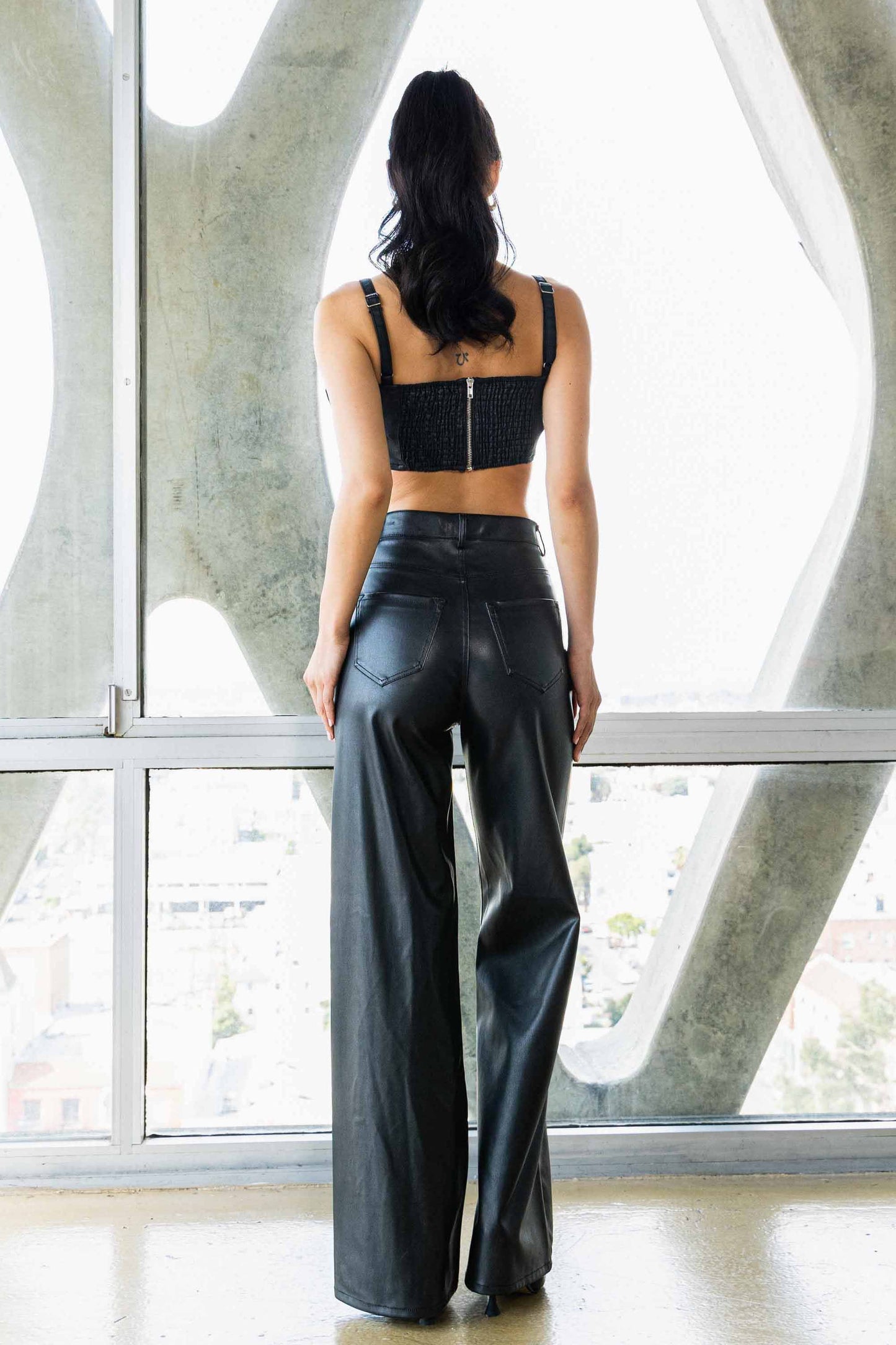 Leather Wide Leg Pants