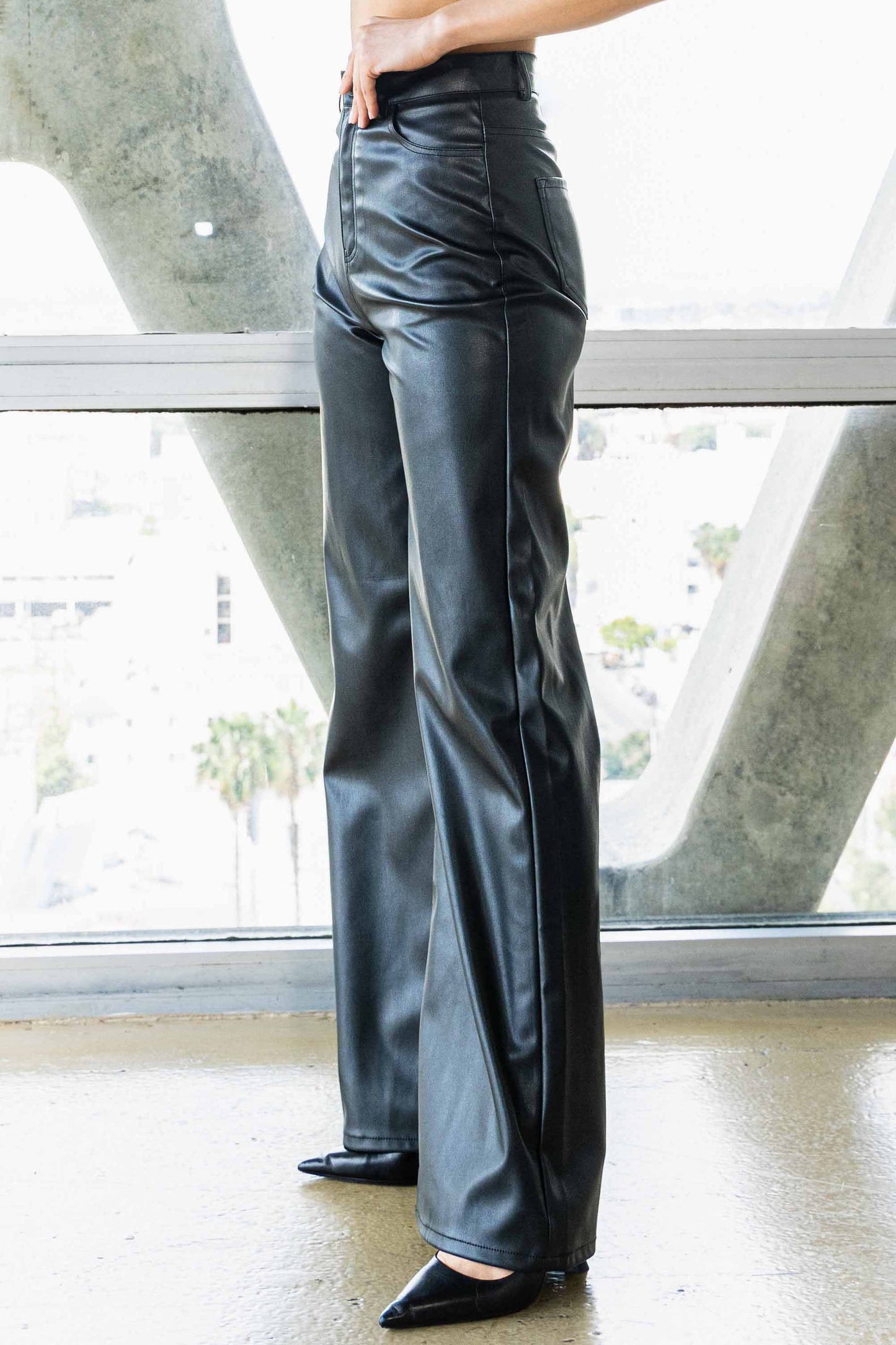 Leather Wide Leg Pants