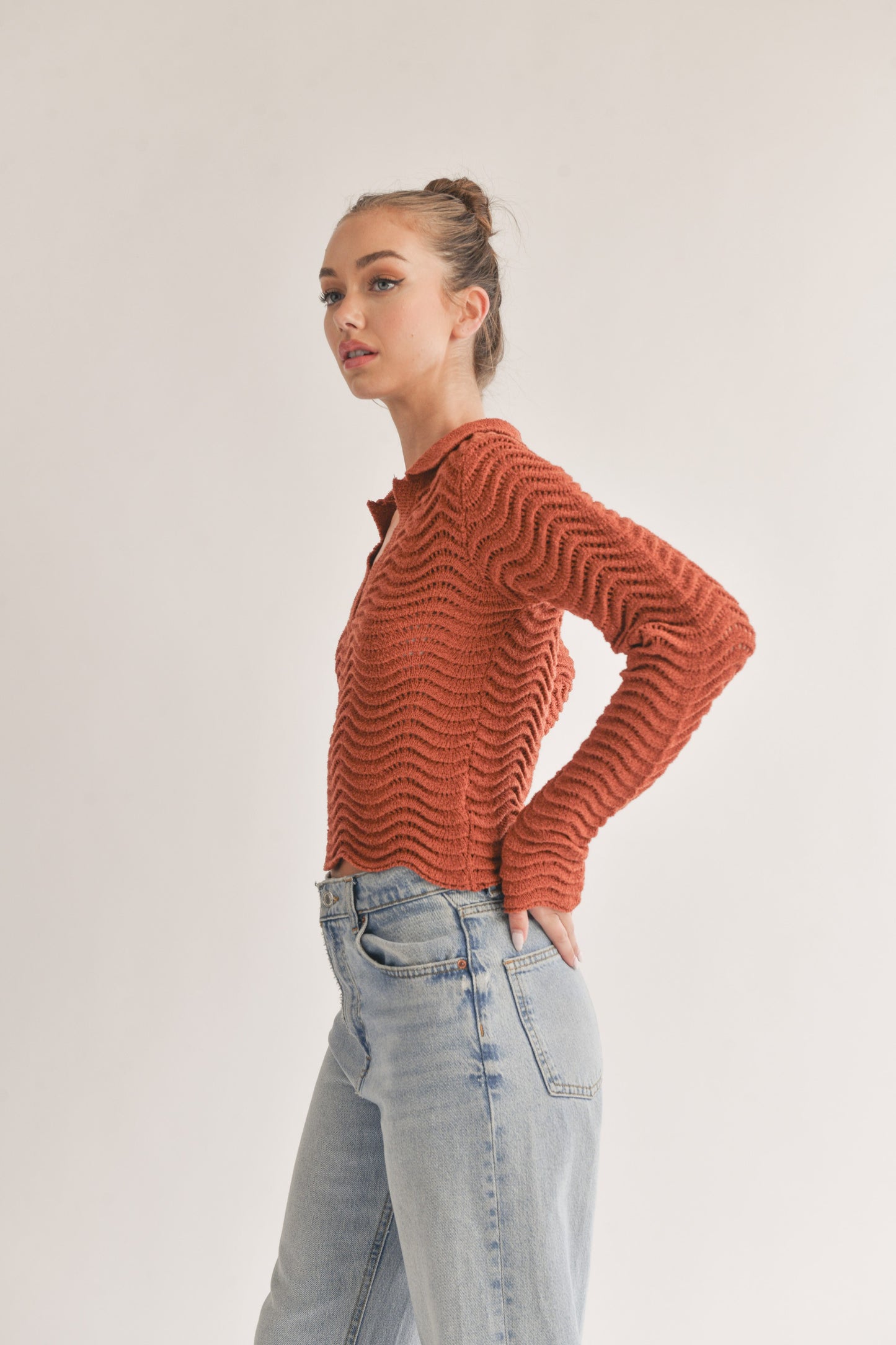 Scallop Edge Sweater Top
