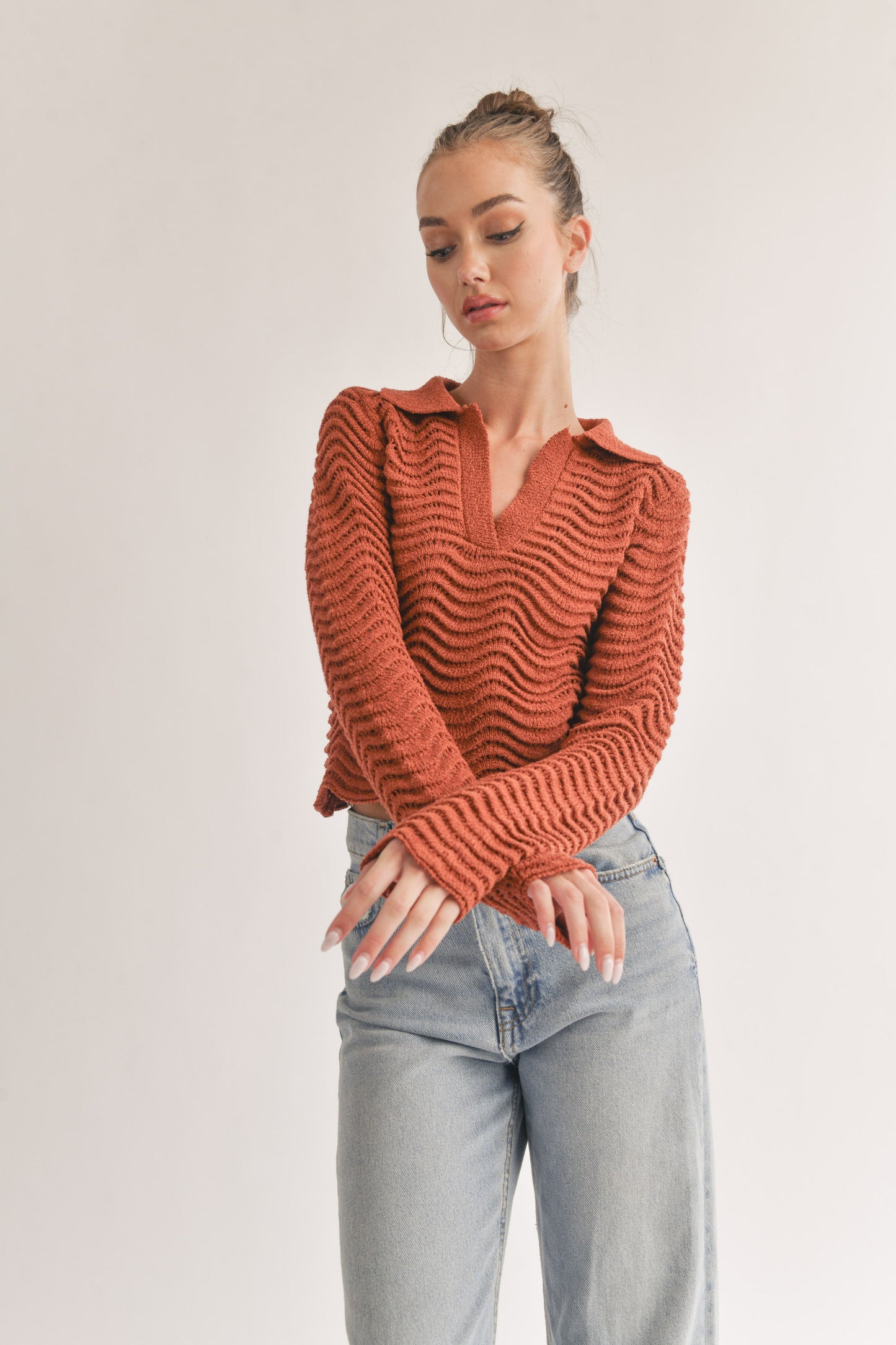 Scallop Edge Sweater Top