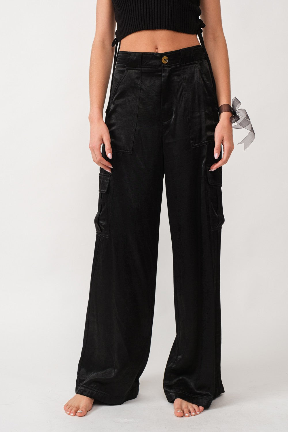 Satin Cargo Pants