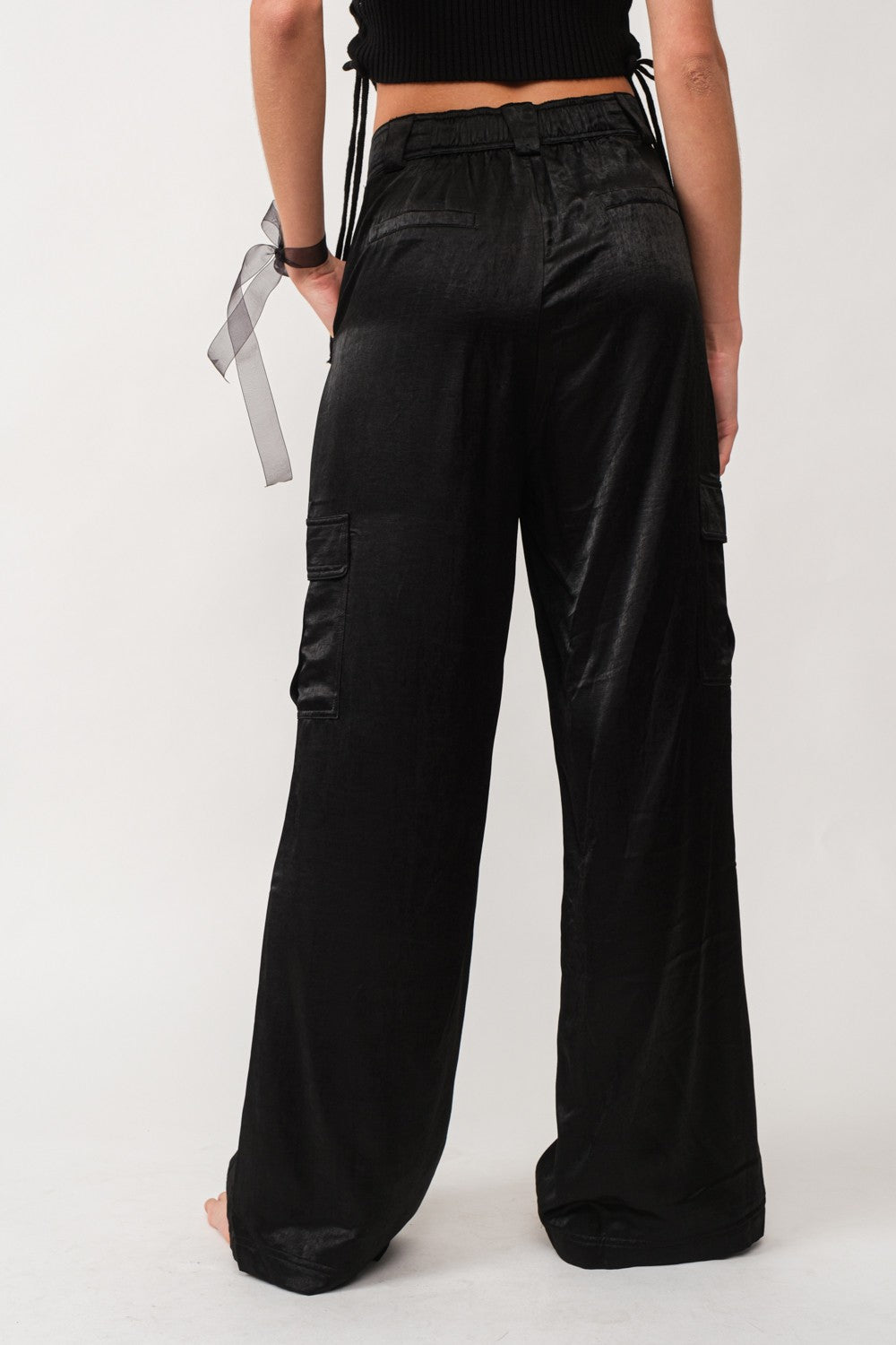 Satin Cargo Pants