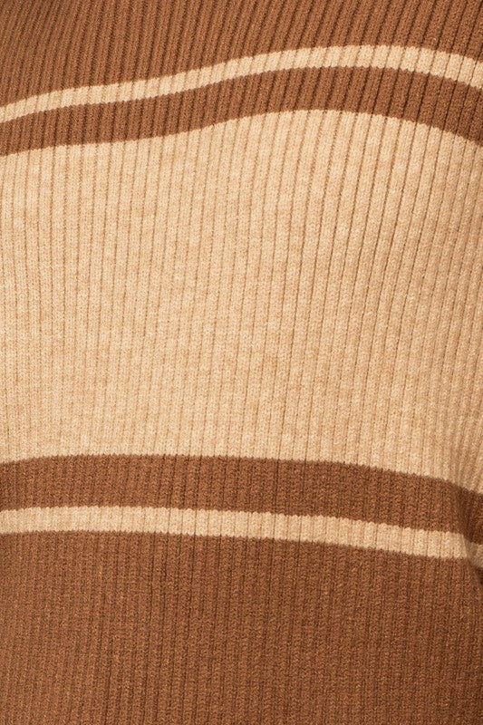 Contrast Stripe Mock Neck Sweater (Shipping Only)