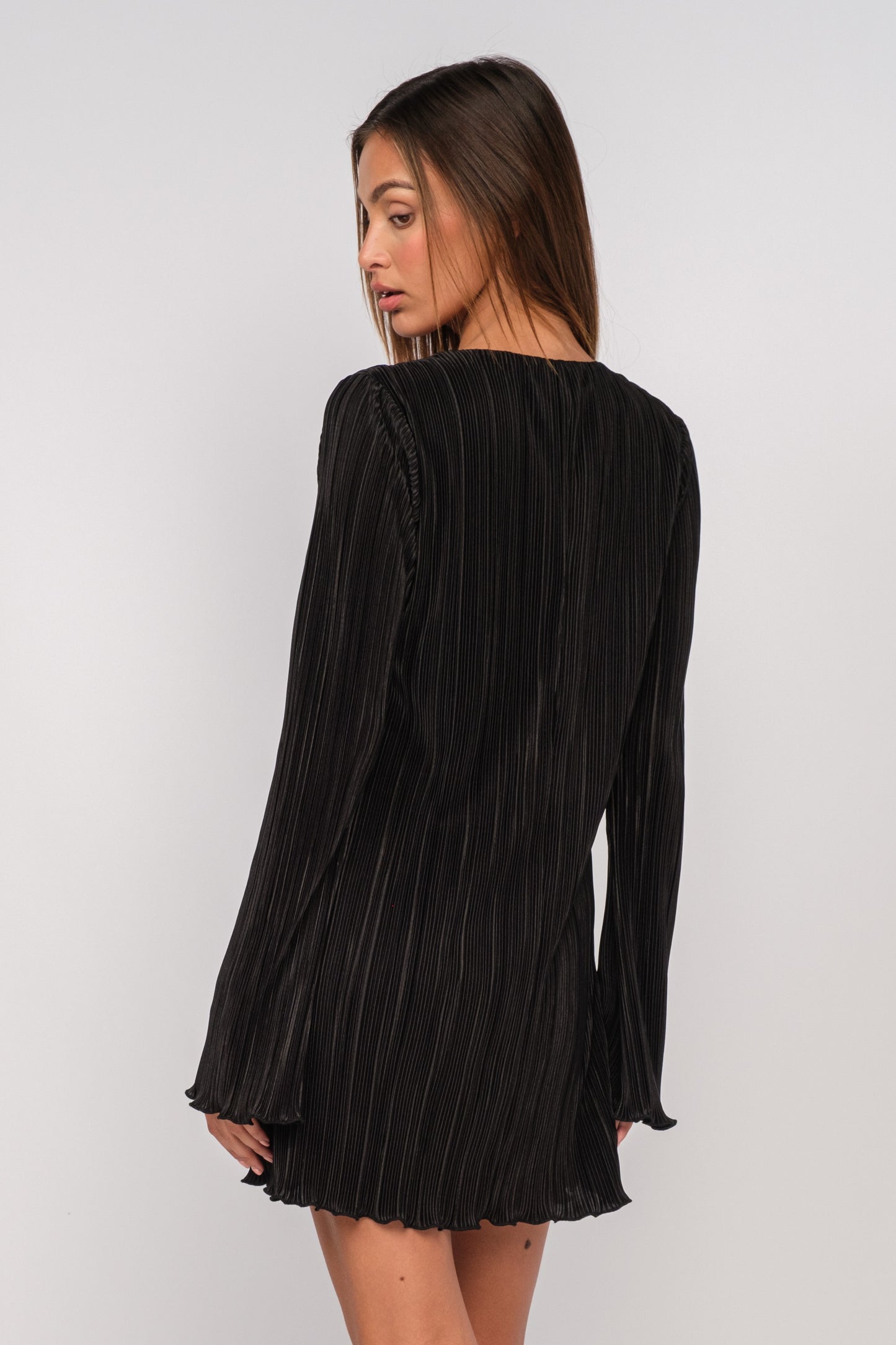 Black Pleated Mini Dress